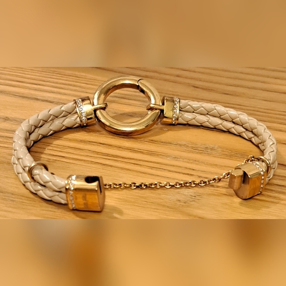 Vintage Folli Follie Rose Gold Sterling Plate & Leather Boho Bracelet Jewelery - Picture 5 of 6